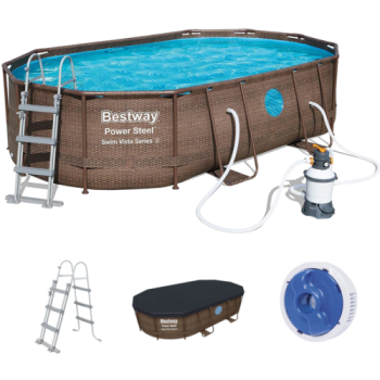 Bestway Zwembad power steel set ovaal rotan swim vista 427